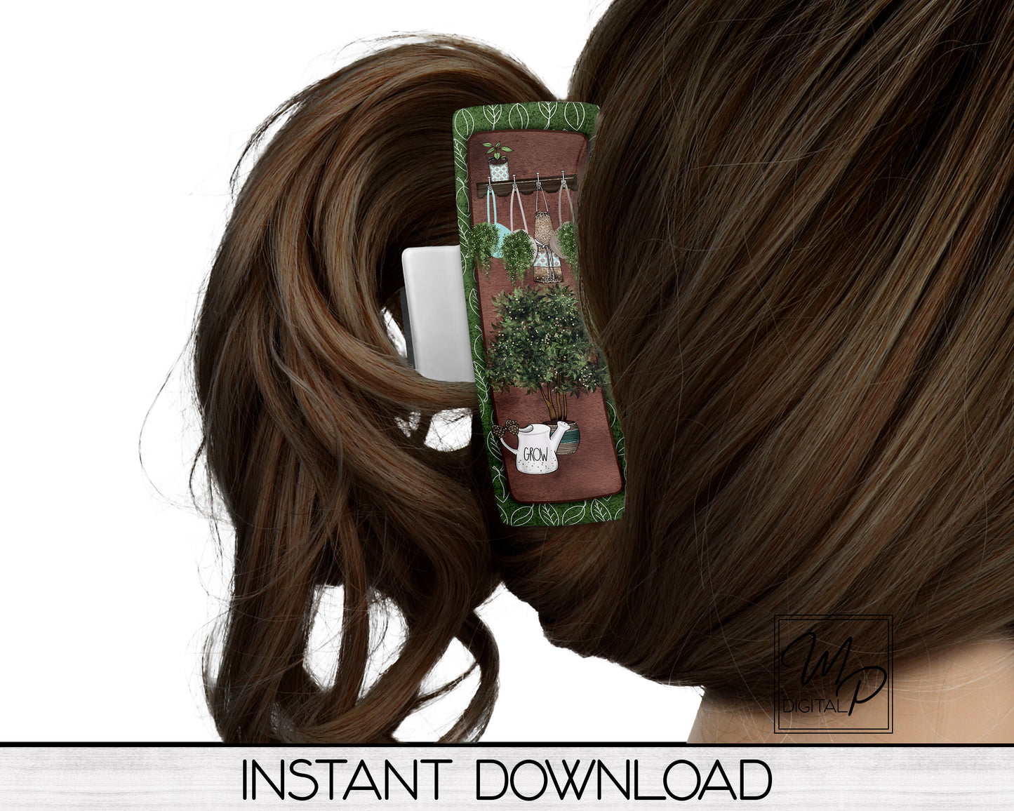 Garden Plants Hair Clip PNG Sublimation Design, Digital Download