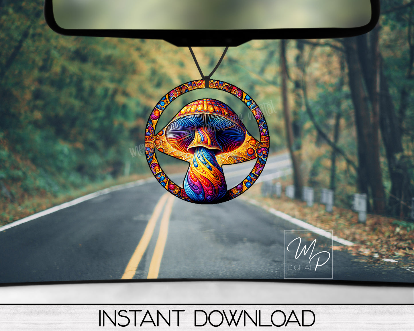 Hippie Mushroom PNG Design for Sublimation of Earrings, Mushroom with Leather, Digital Download