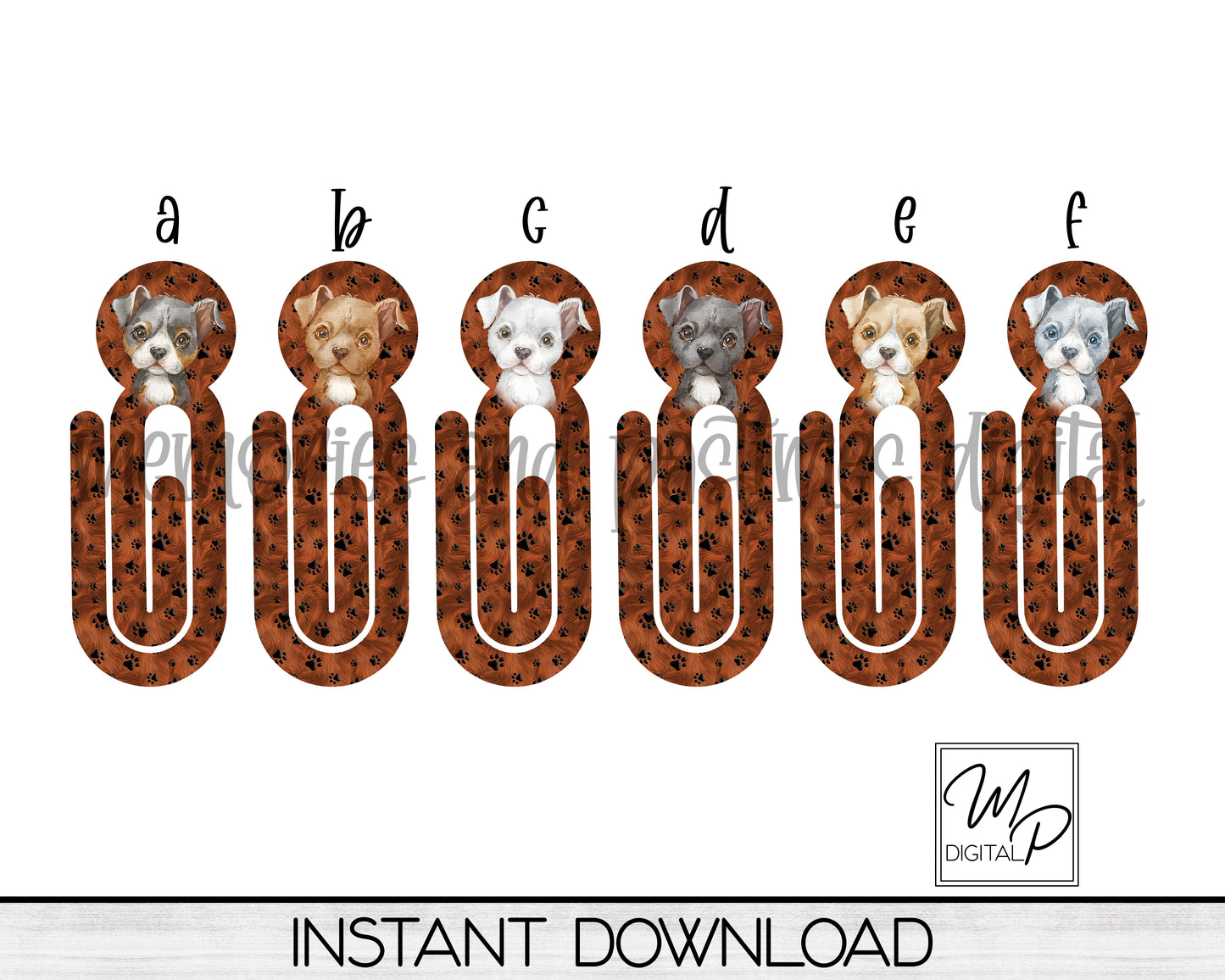 Six Breed Colors, American Pit Bull Bookmark Clip, PNG Sublimation Digital Design Download