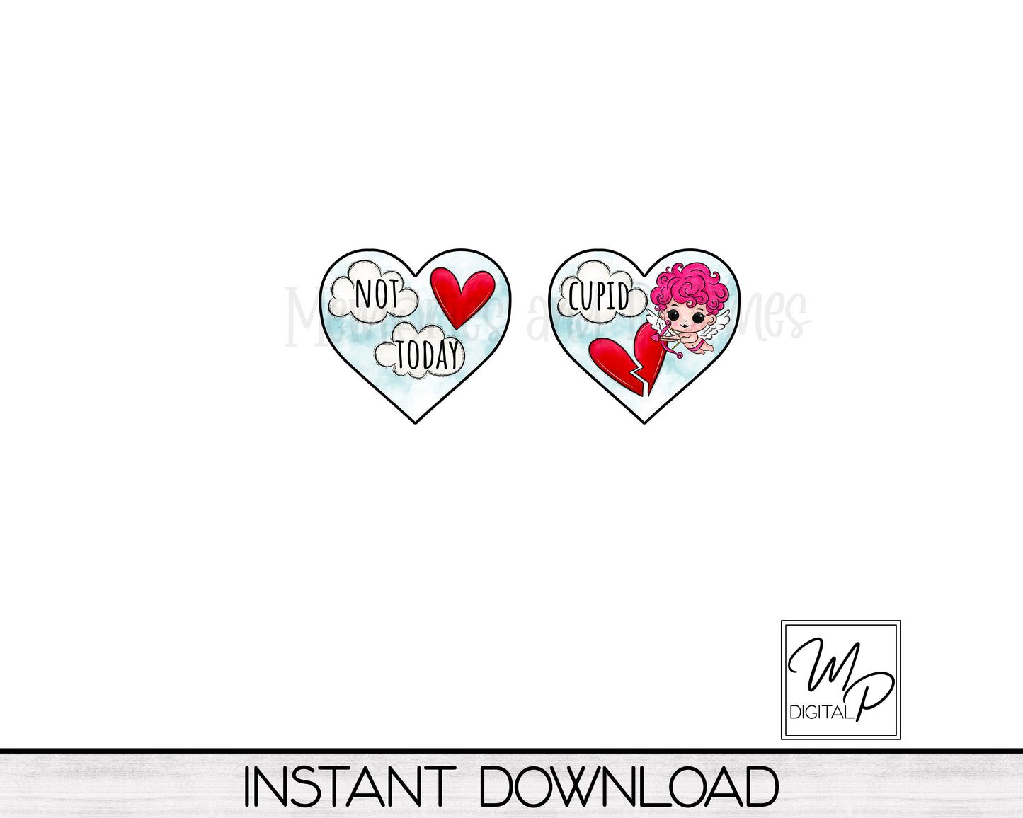 Anti Valentine Heart Earring PNG Design for Sublimation, Not Today Cupid, Digital Download