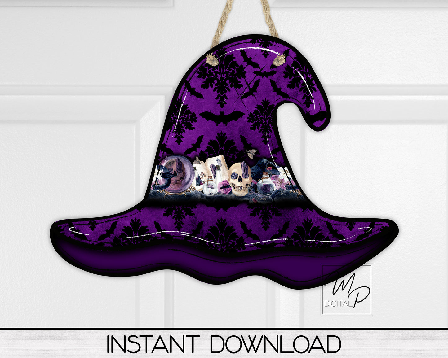 Halloween Gothic Witch Hat PNG, Digital Download for Sublimation, Commercial Use