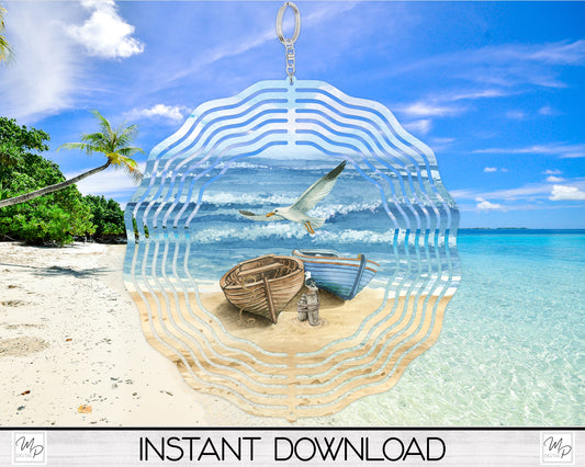 Beach Garden Wind Spinner PNG Design for Sublimation, Digital Download