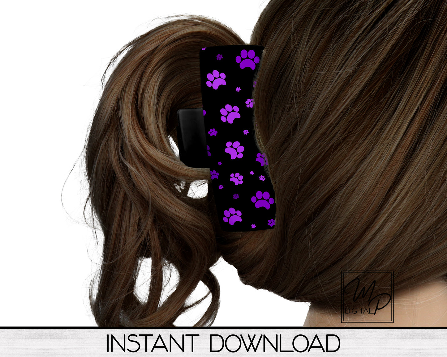 Purple Dog Paws Hair Clip PNG Sublimation Design, Digital Download