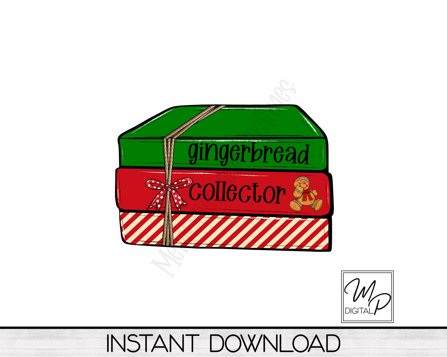 Gingerbread Collector Stacked Books PNG Design for Sublimation of Ornaments and Earrings, Digital Download