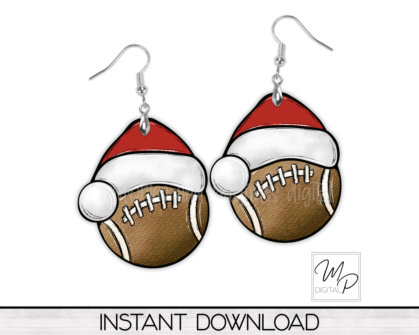 Christmas Football Santa Hat PNG Design for Sublimation, Digital Download