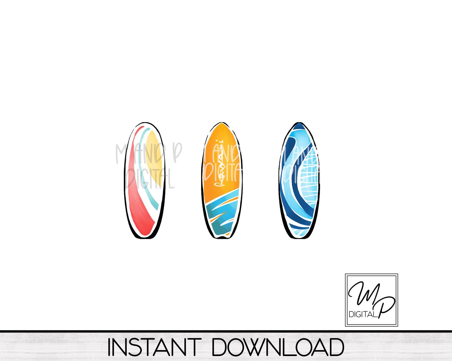 Surfboard PNG Digital Design Bundle, Digital Download