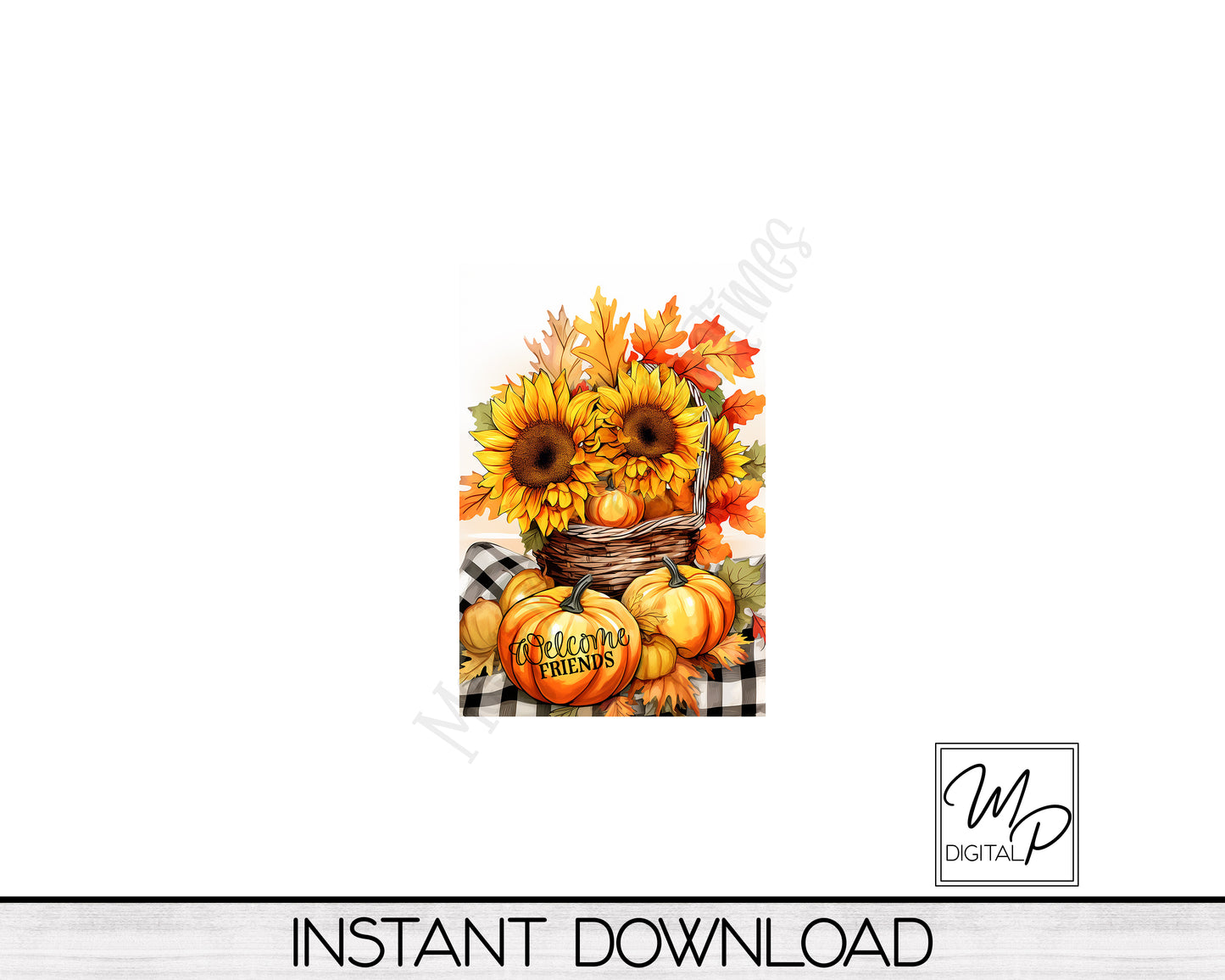 12x18 Garden Flag Sublimation Design, Sunflowers and Pumpkins, Patio Flag Digital Download