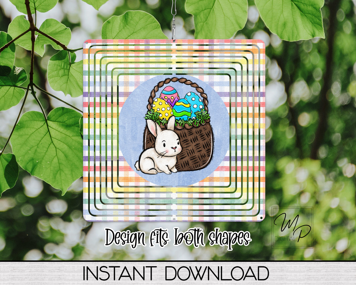 Easter Bunny Wind Spinner PNG Digital Sublimation Design, Commercial Use