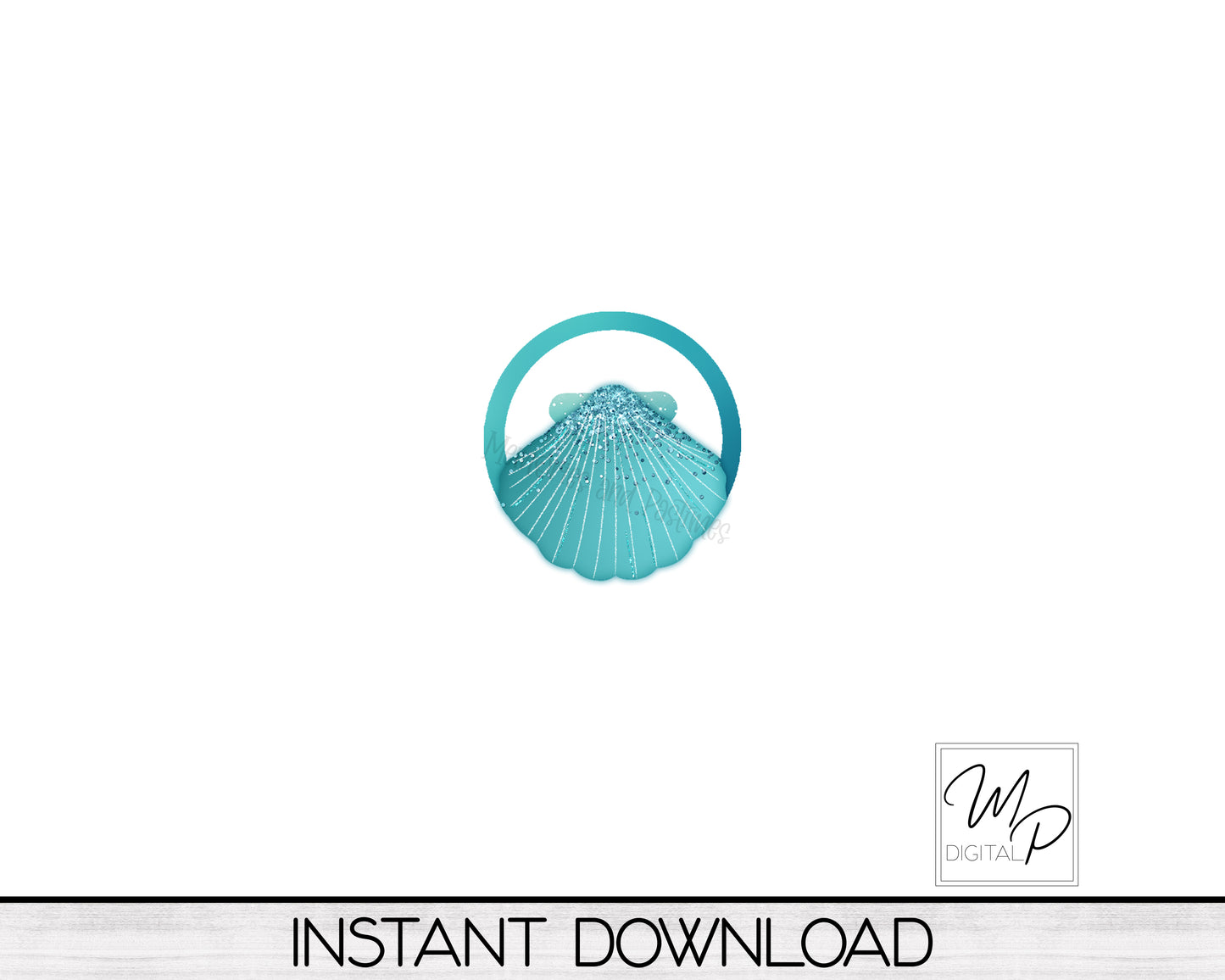 Teal Shell PNG Design for Sublimation of Earrings with Leather, Digital Download