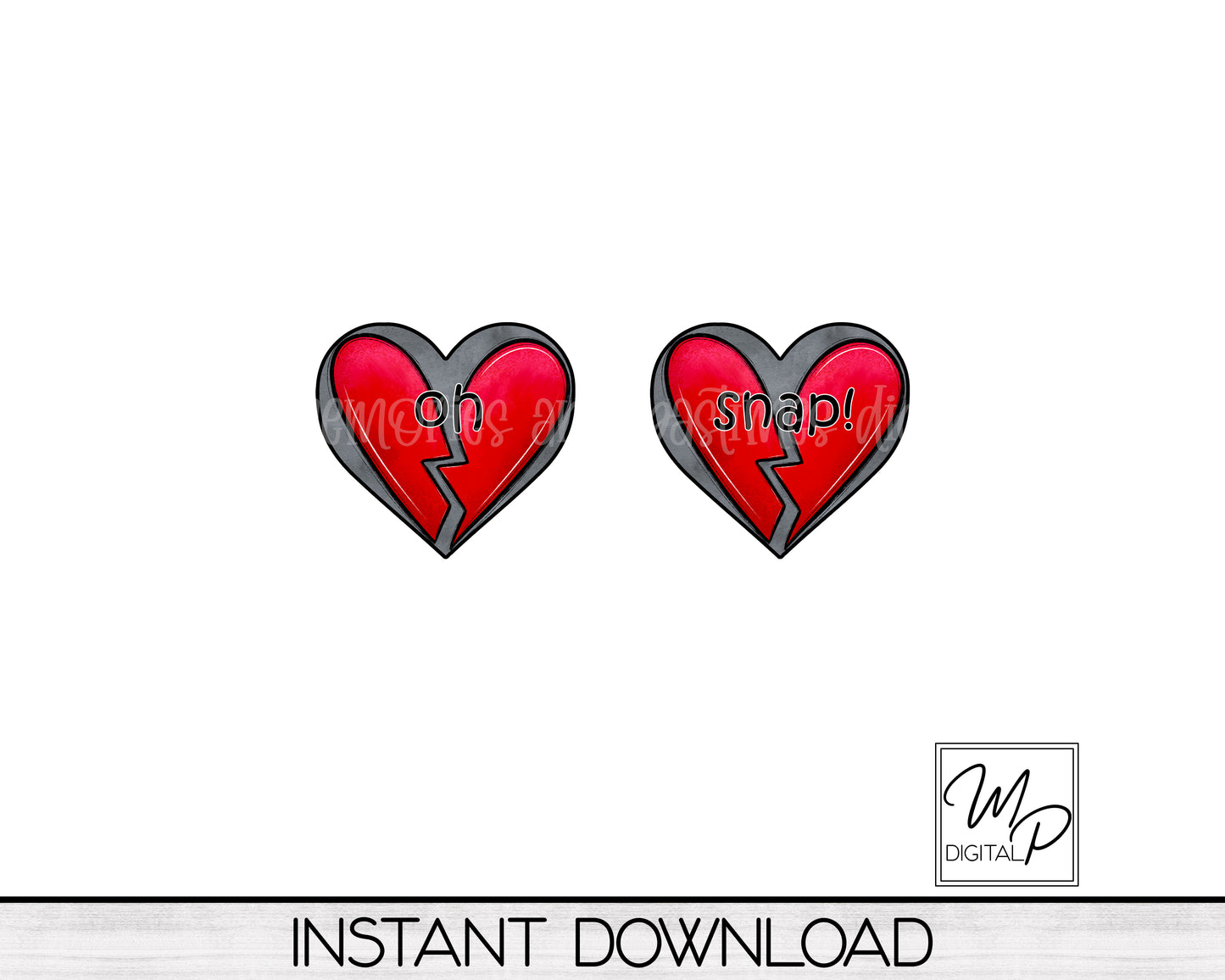 Anti Valentine Heart Earring PNG Design for Sublimation, Oh Snap, Digital Download
