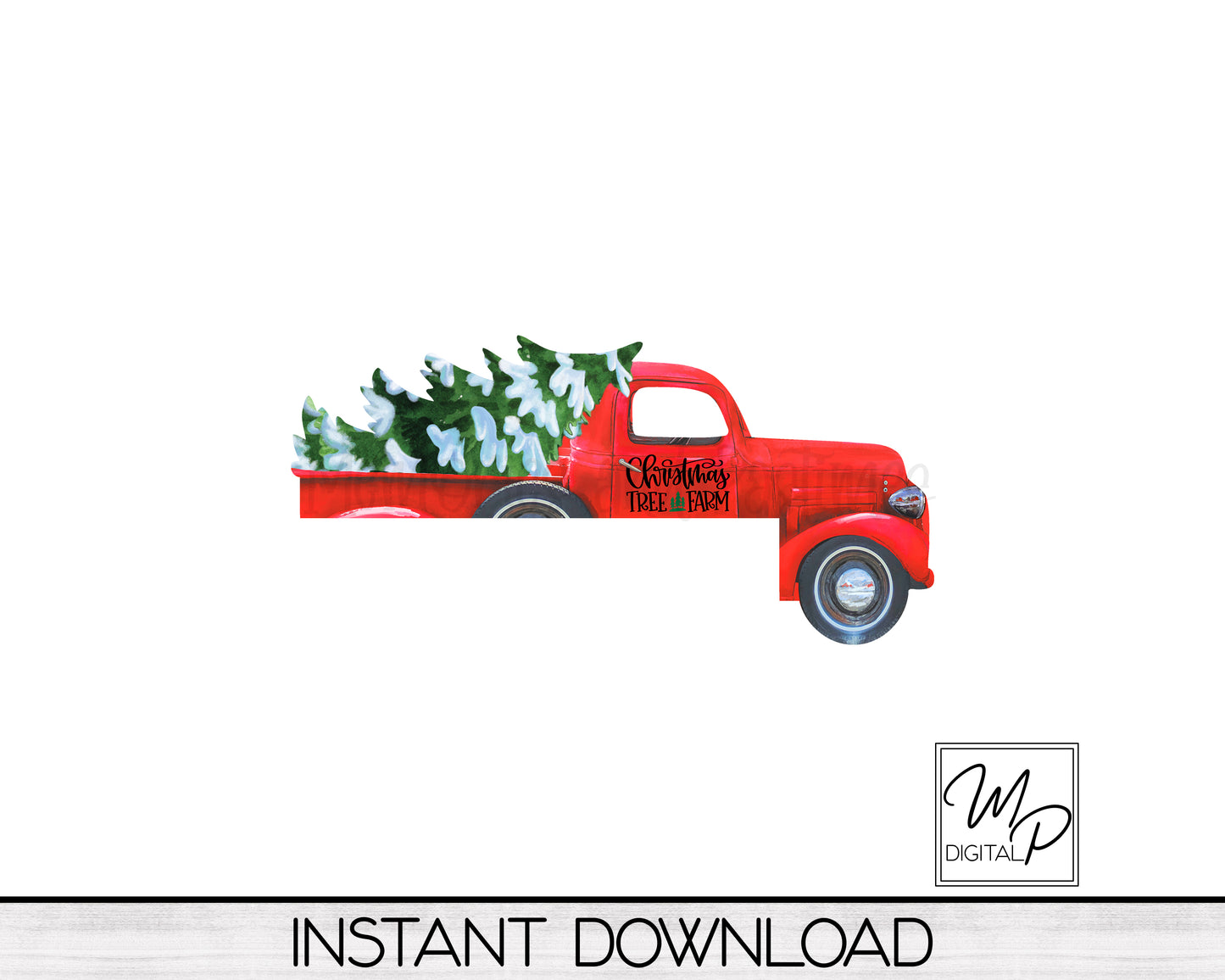 Christmas Red Farmhouse Truck Corner Sitter PNG Digital Download for Sublimation