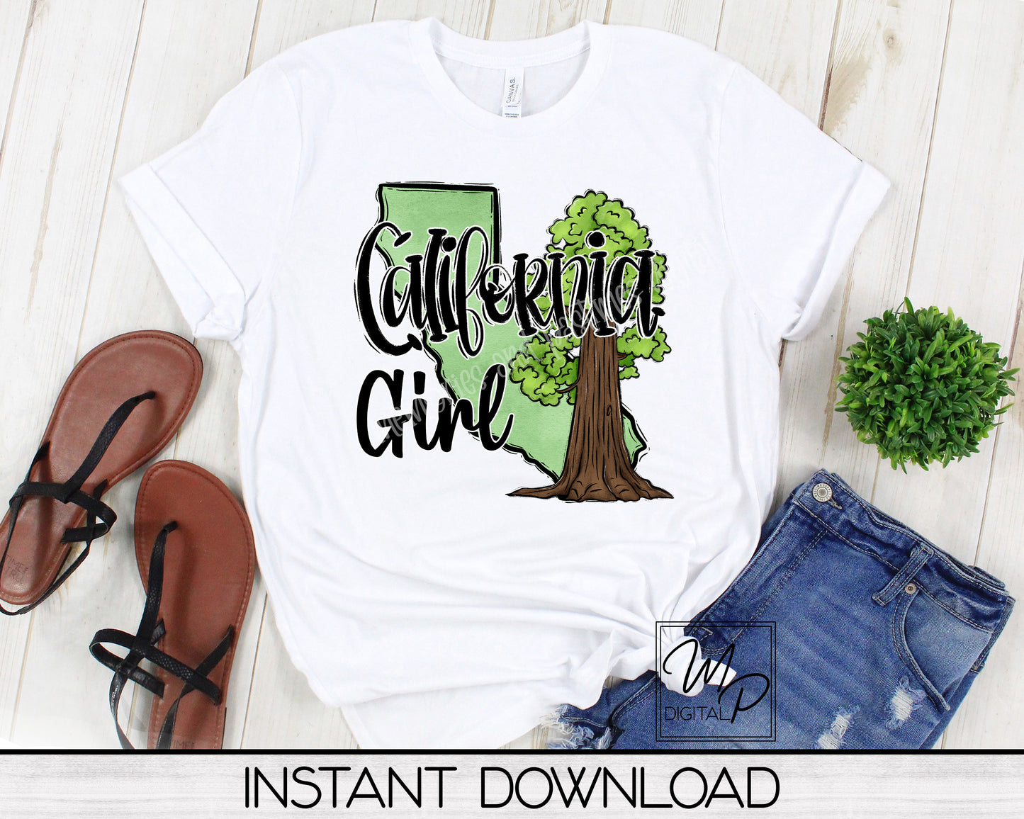 California Girl PNG Sublimation Design for Shirts and Mugs, Commercial Use