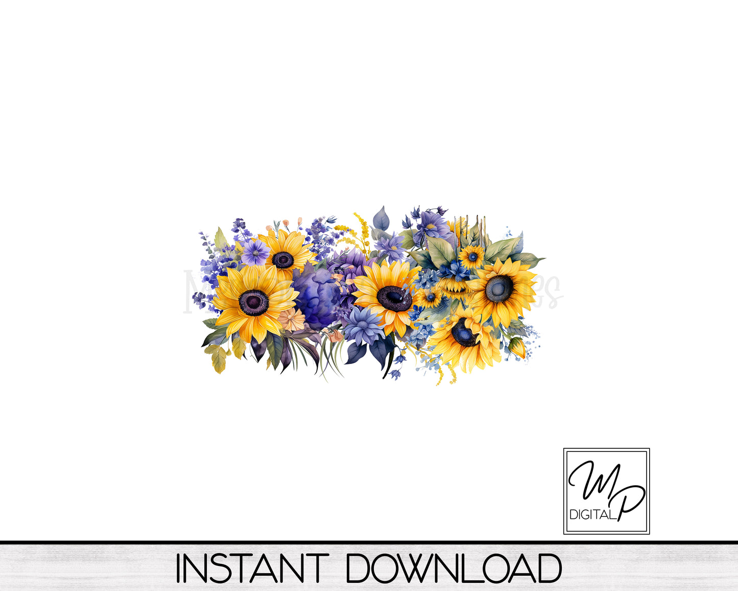 Sunflowers and Purple Flowers Glass Can Sublimation Wrap, PNG Digital Download