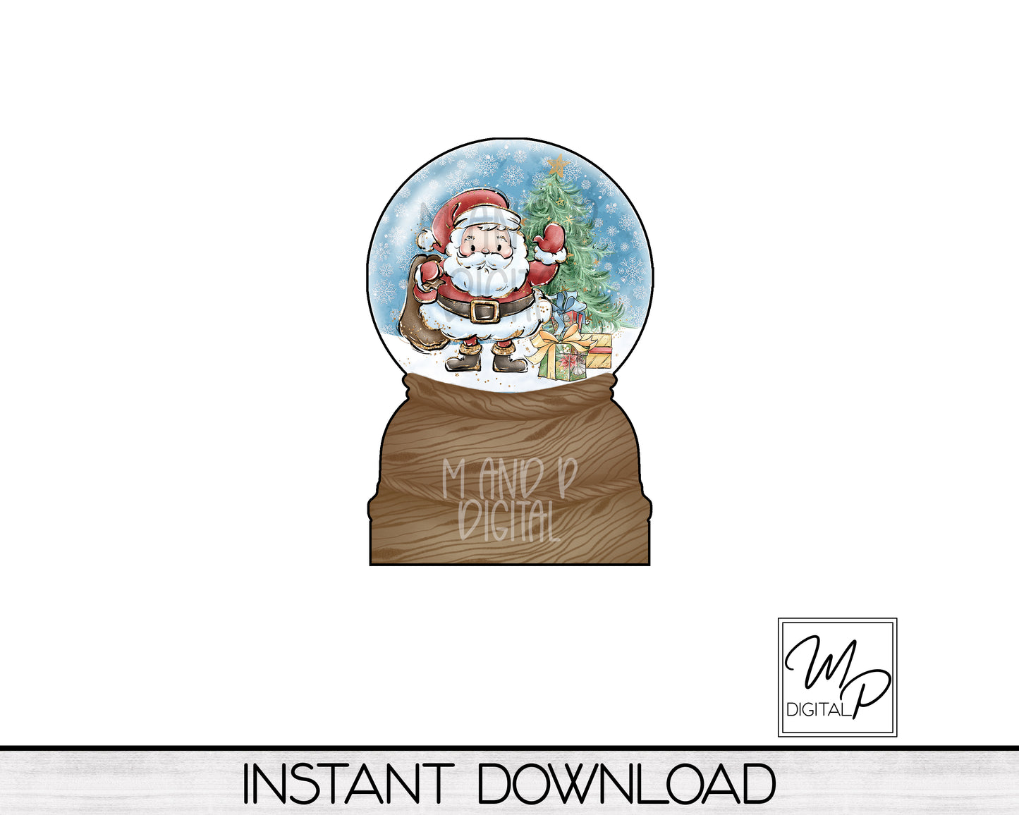 Santa Claus Snow Globe LED Light Up Sign, Acrylic Night Light PNG Sublimation Design, Digital Download