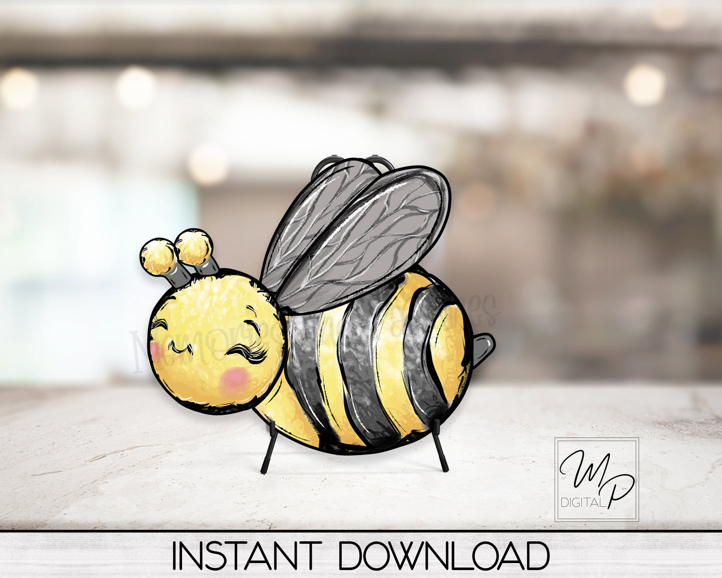 Honey Bee PNG Design for Sublimation, Earrings, Door and Wreath Signs