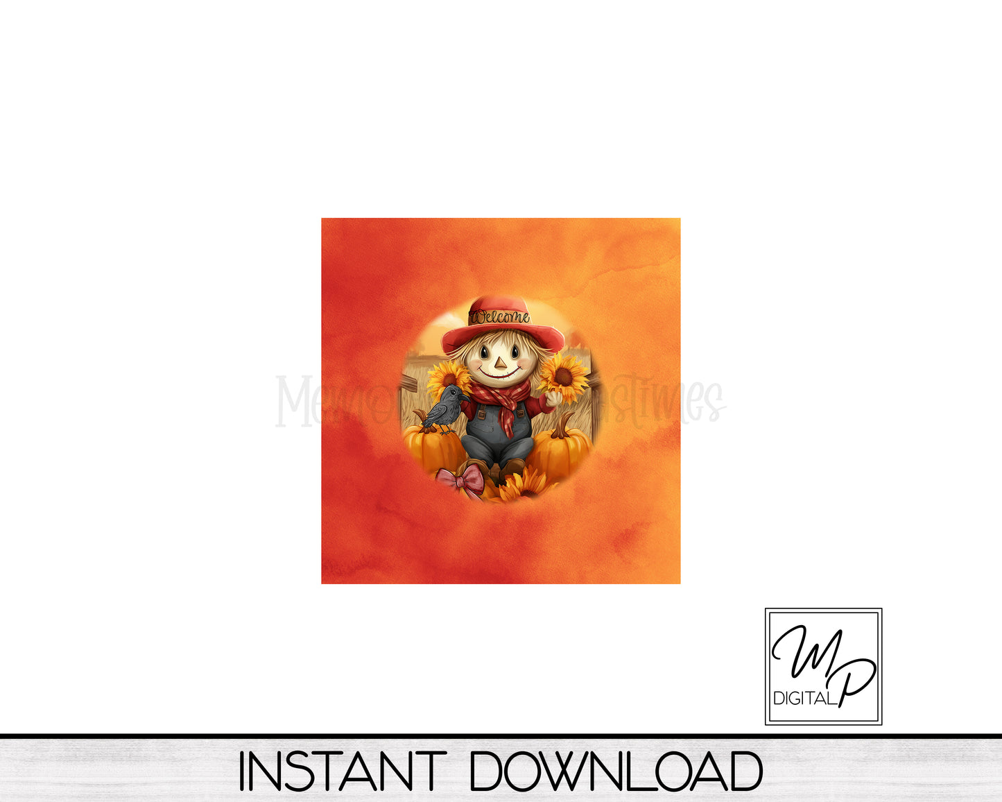 Fall Scarecrow Wind Spinner PNG Digital Sublimation Design, Commercial Use