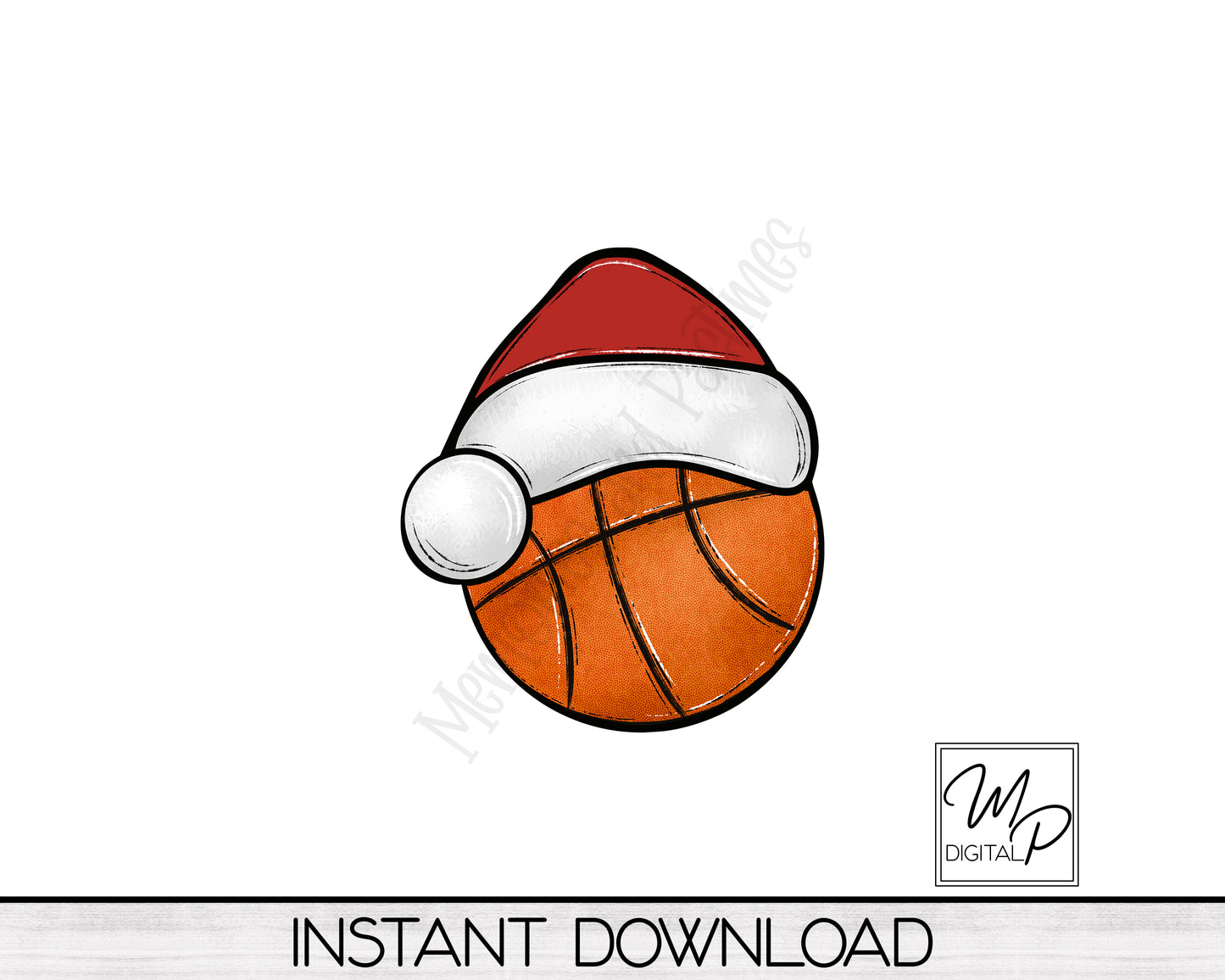 Christmas Basketball Santa Hat PNG Design for Sublimation, Digital Download