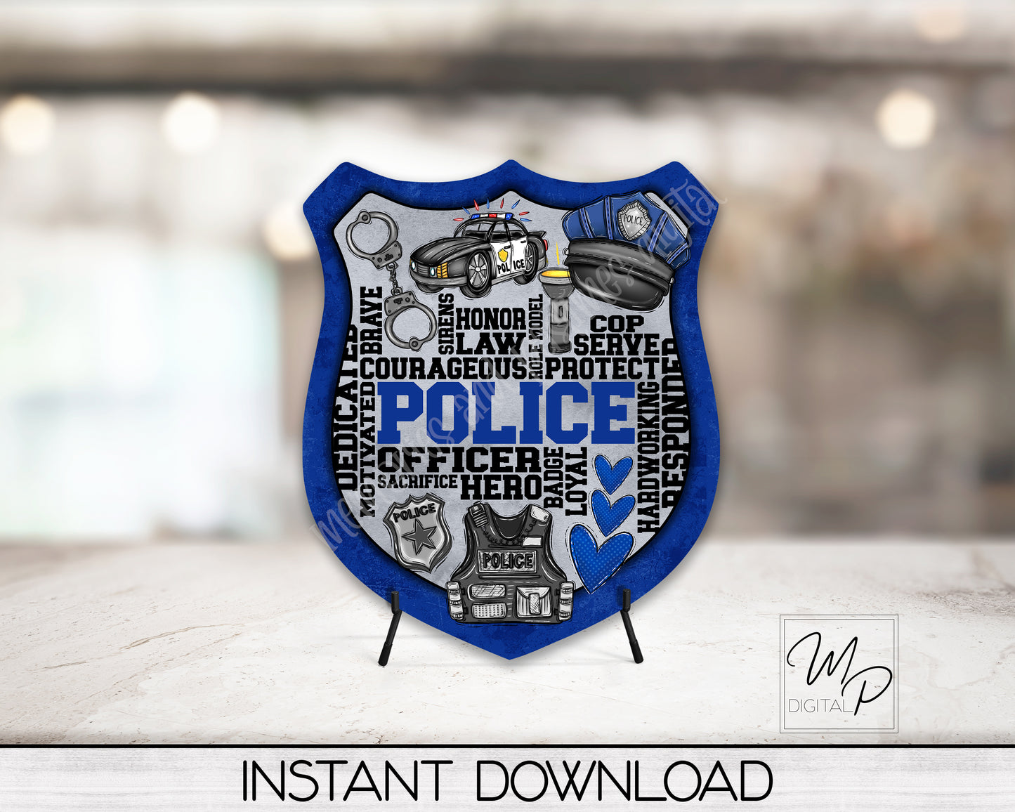 Police Shield PNG, Digital Download for Sublimation