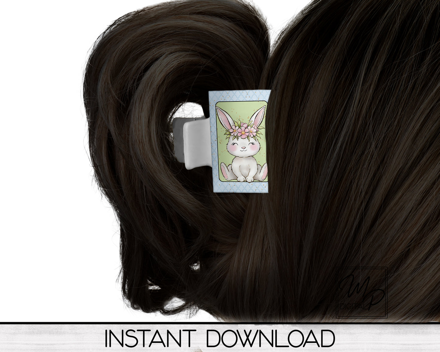 Easter Bunny Gnome Hair Clip PNG Sublimation Design, Digital Download