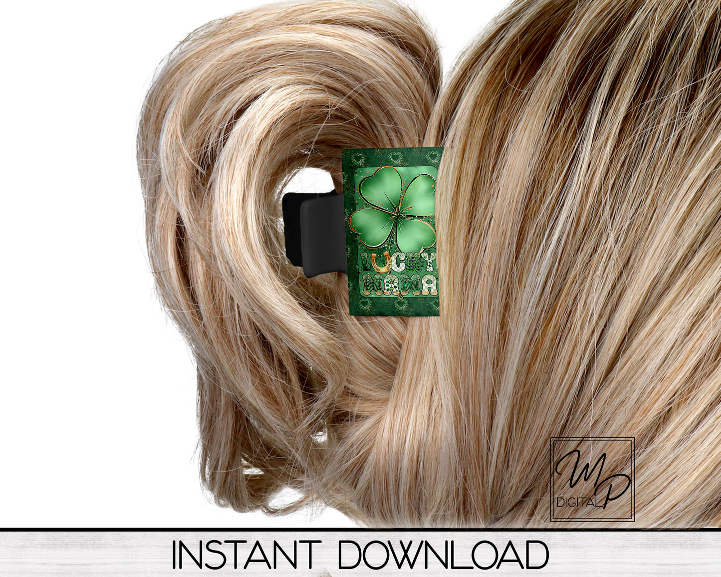 St. Patrick's Day Clover Hair Clip PNG Sublimation Design, Digital Download