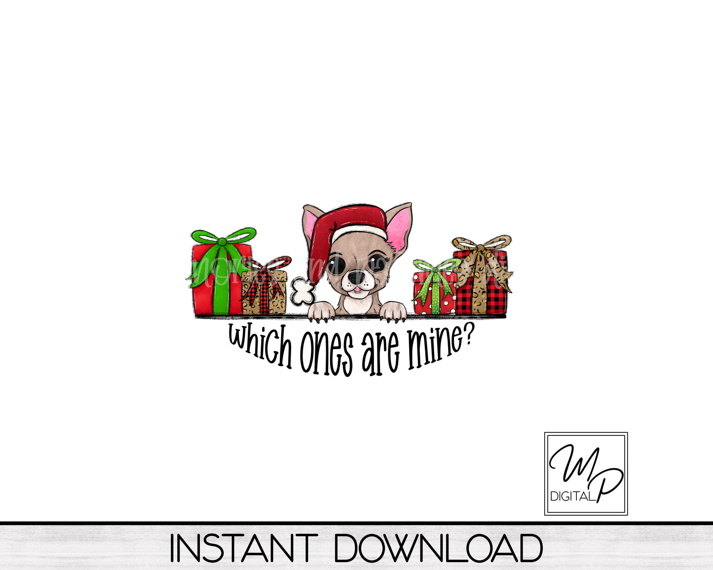 Christmas Chihuahua Tree Skirt Sublimation Design - Commercial Use