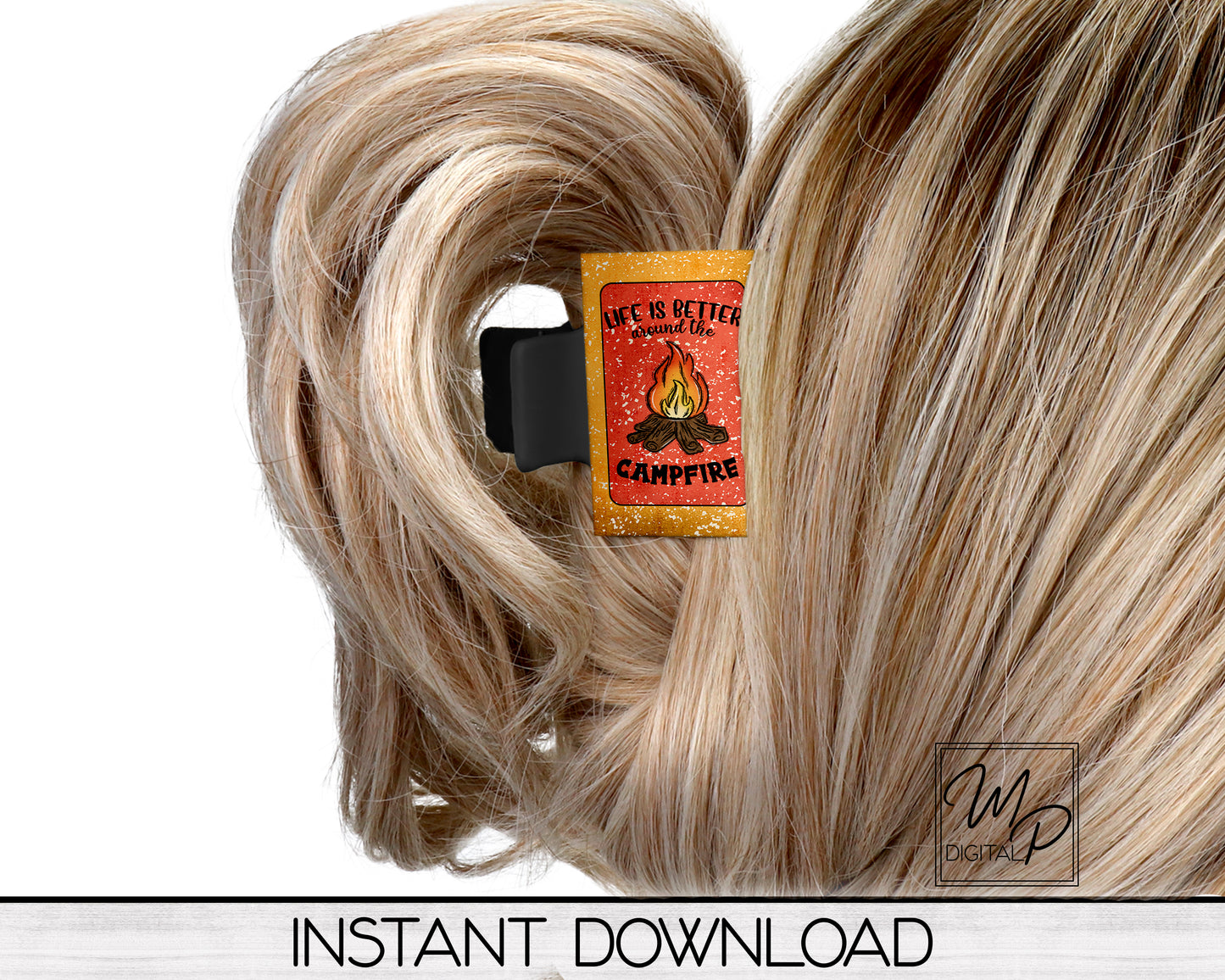 Camping Hair Clip PNG Sublimation Design, Digital Download