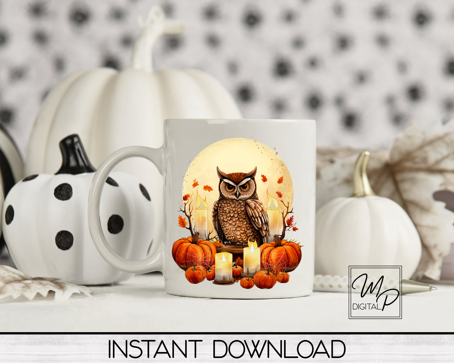 Halloween Sublimation Design PNG Digital Download - Spooky Owl Tote Mug Tshirt Tumbler Sublimation - Commercial Use