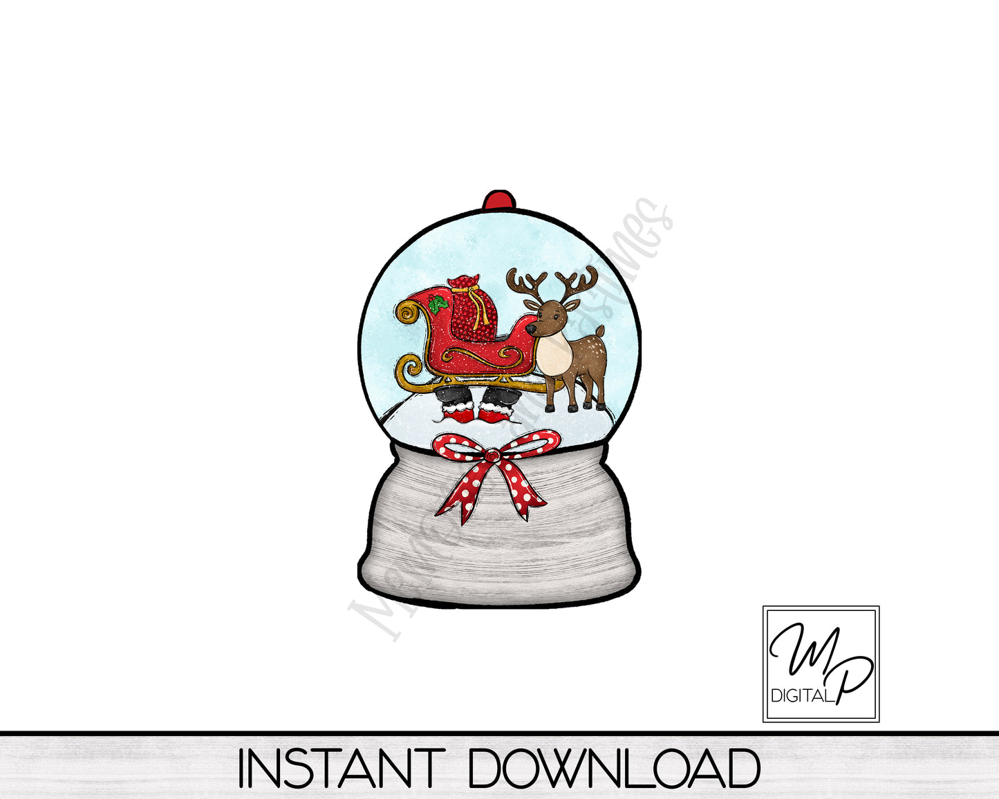 Funny Santa Christmas Snow Globe Ornament PNG Design, Sublimation Design Download