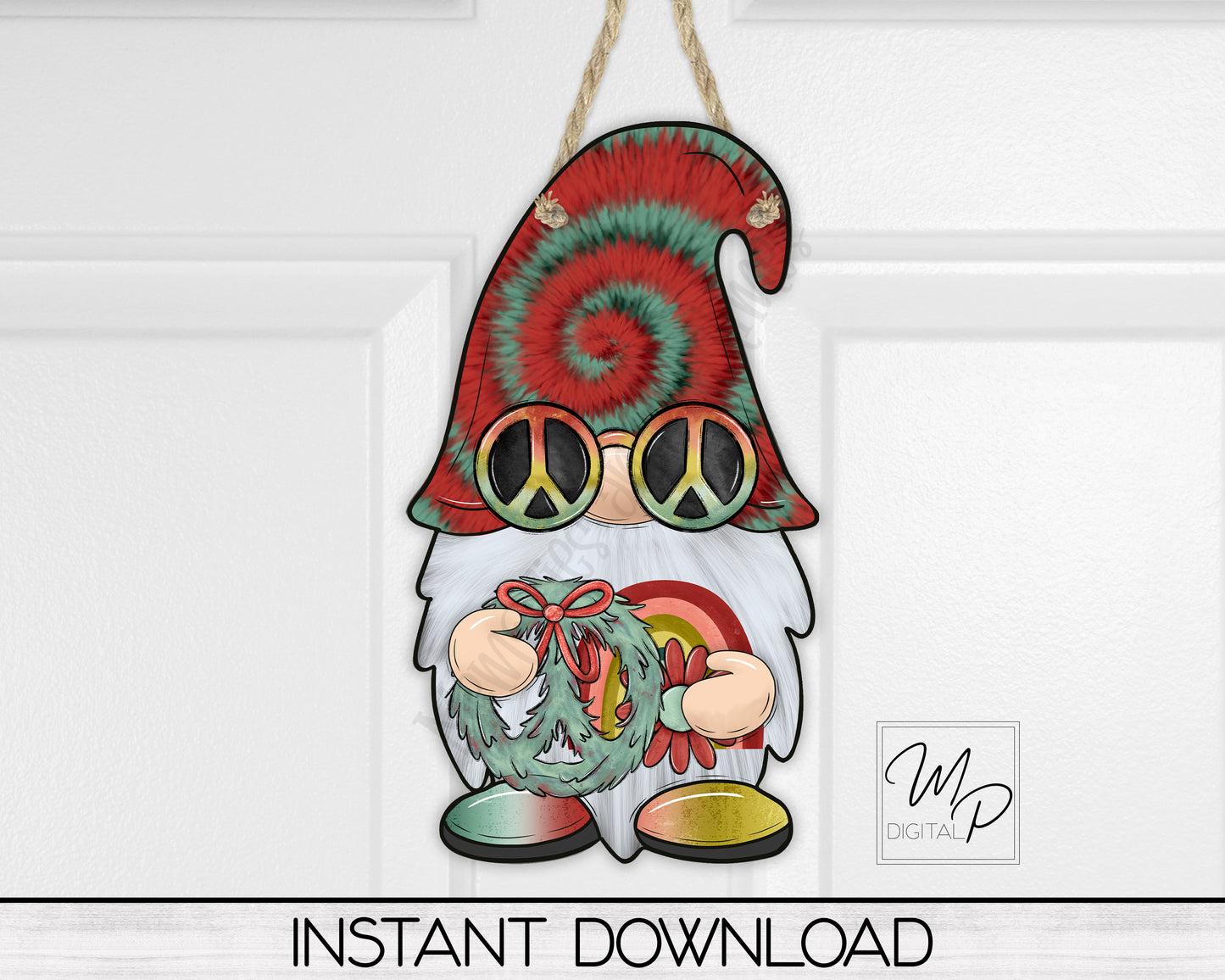 Hippie Gnome PNG Sublimation Digital Design Download