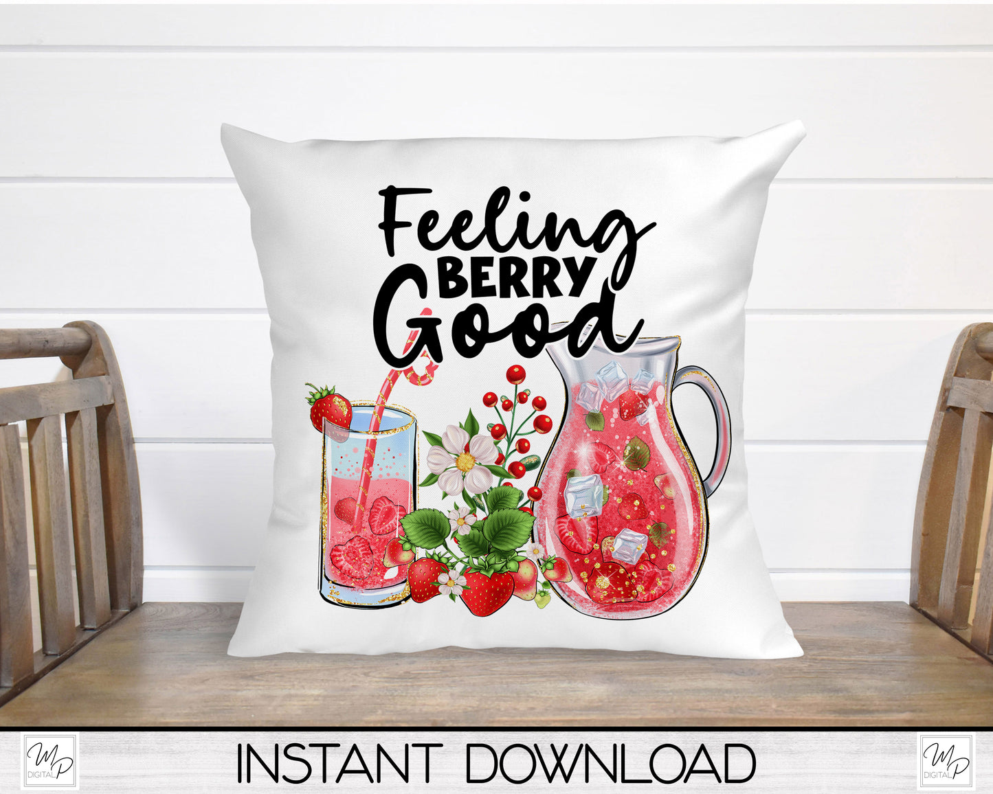 Strawberry PNG Sublimation T-shirt and Earring Design Bundle, Digital Download