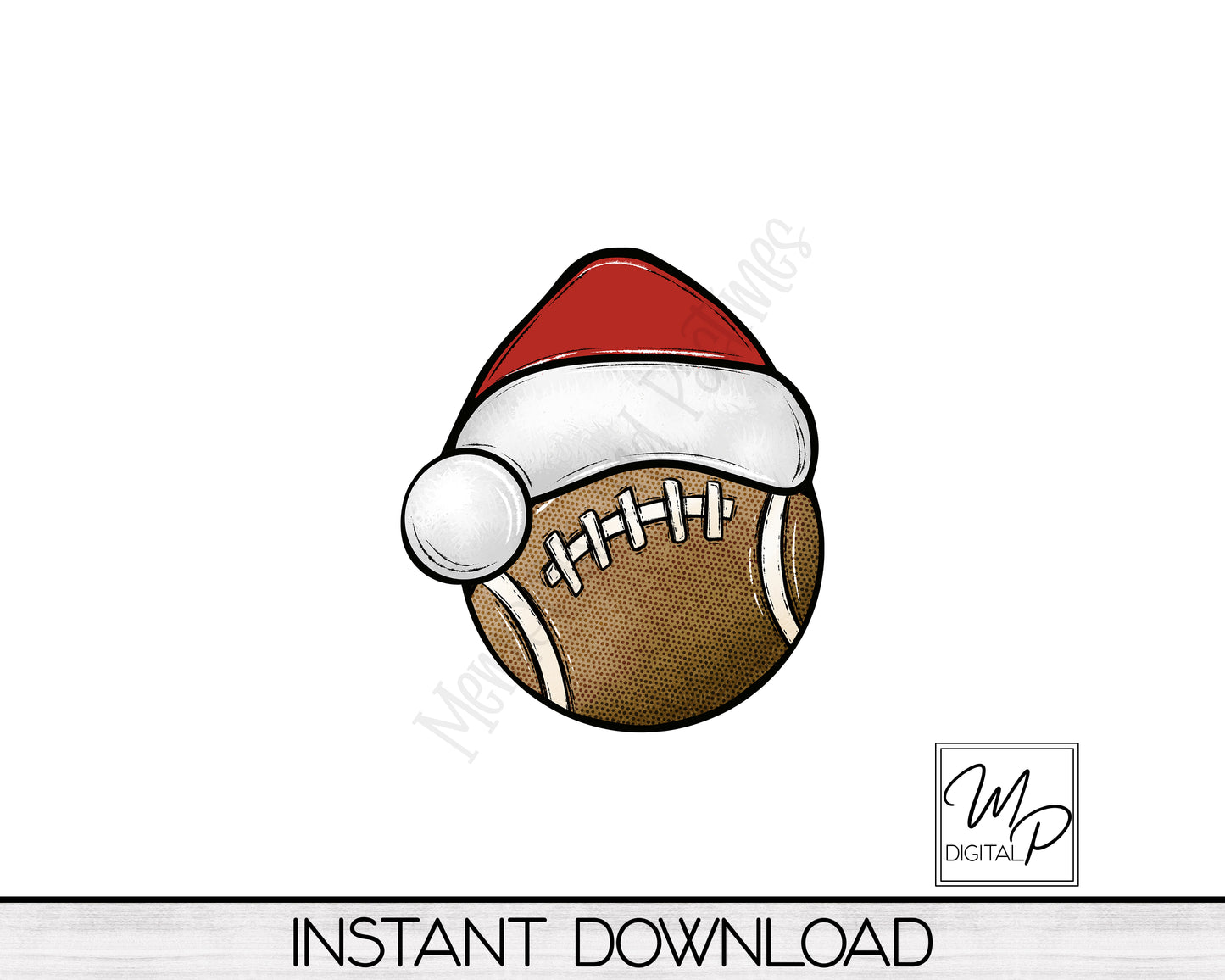 Christmas Football Santa Hat PNG Design for Sublimation, Digital Download