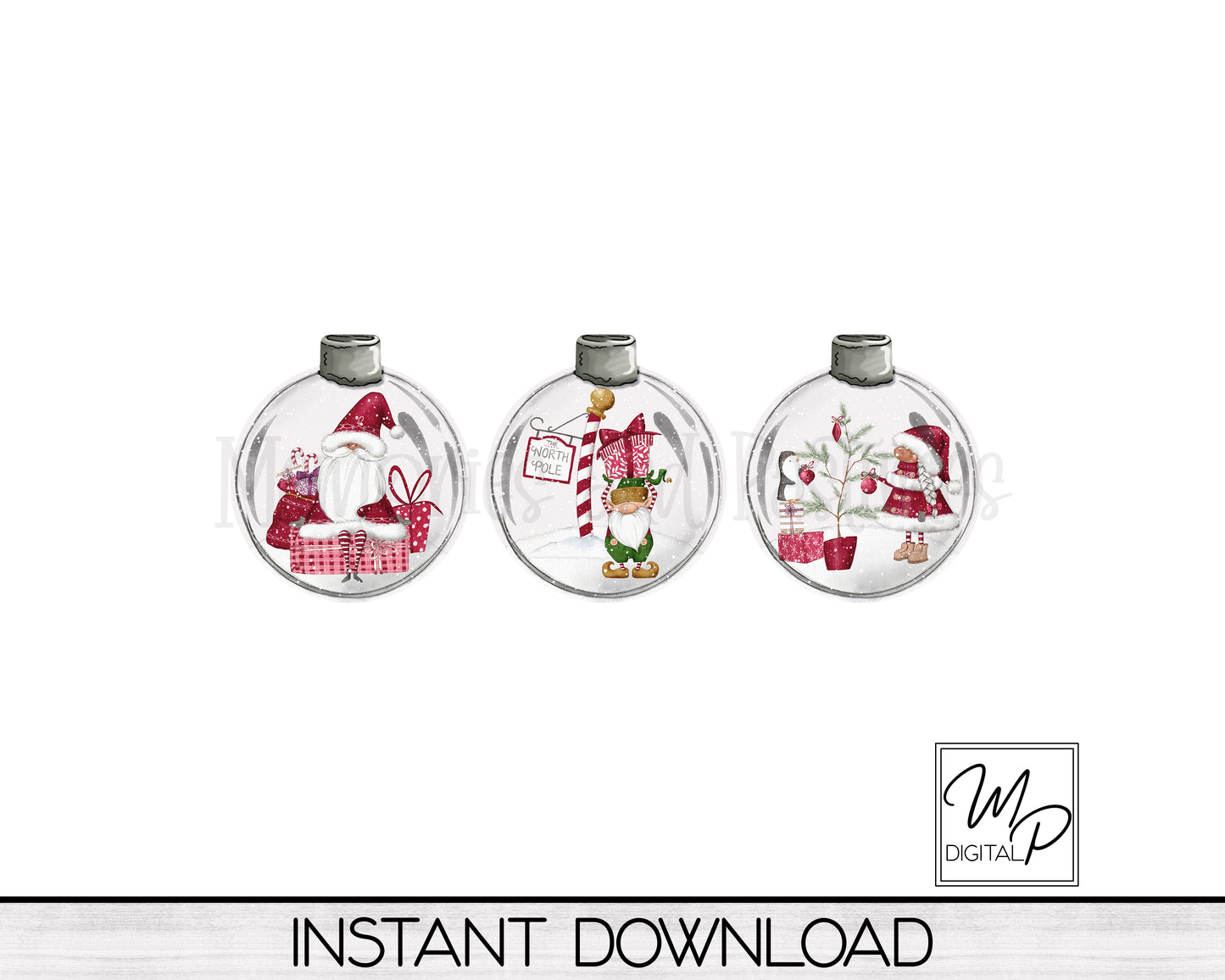 Christmas Ornament Bulbs PNG Design Bundle for Sublimation of Earrings and Ornaments, Digital Download