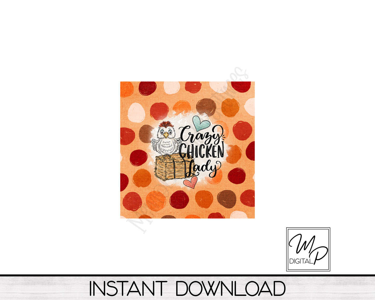 Crazy Chicken Lady Garden Wind Spinner PNG Design for Sublimation, Digital Download