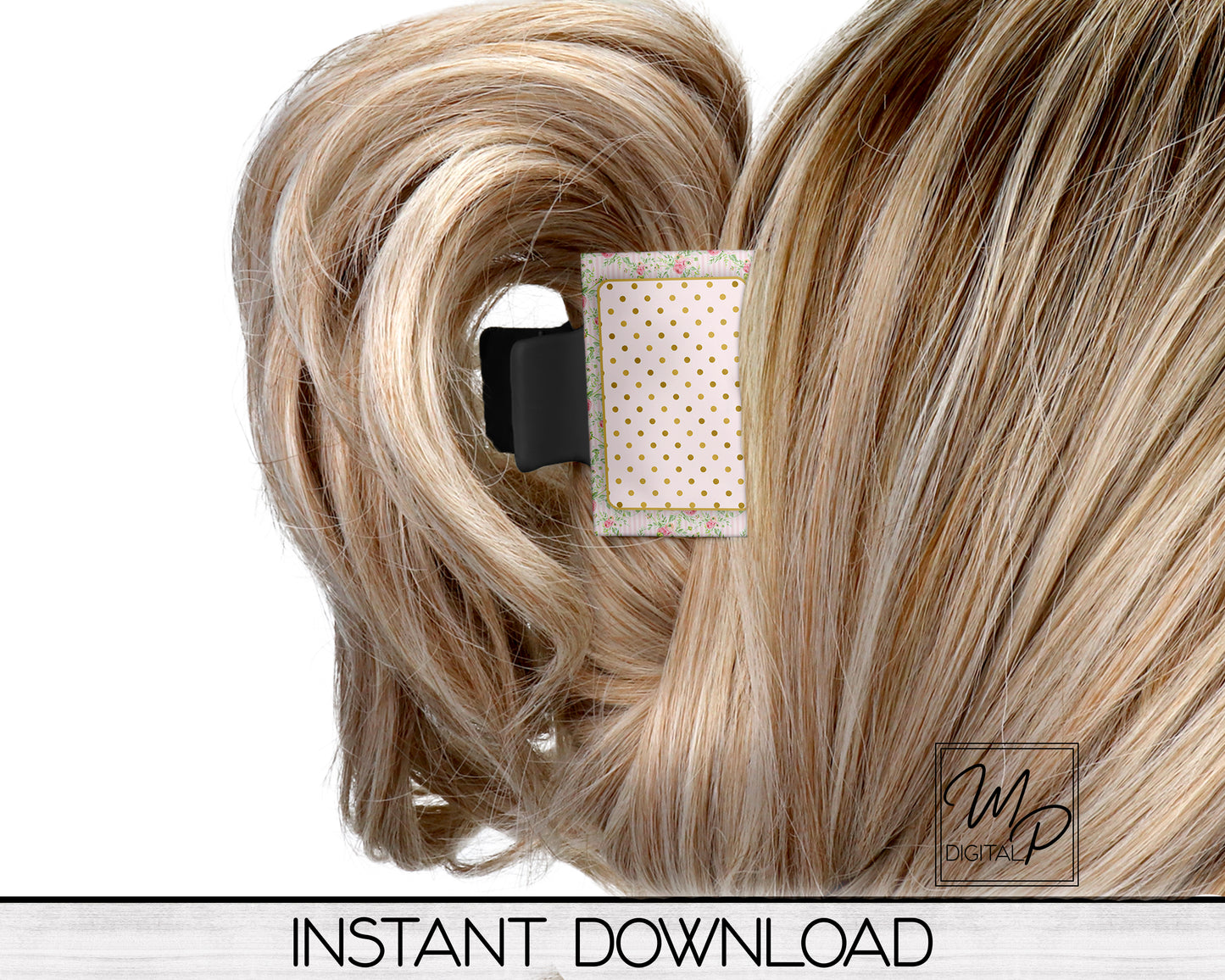 Spring Floral Hair Clip PNG Sublimation Design, Digital Download