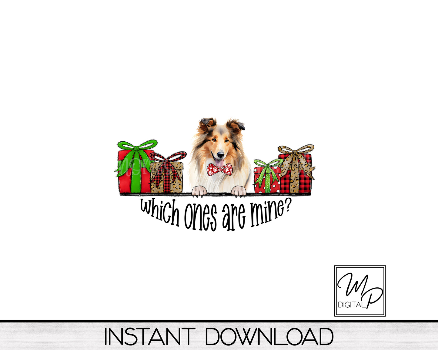 Christmas Collie Tree Skirt Sublimation Design - Commercial Use