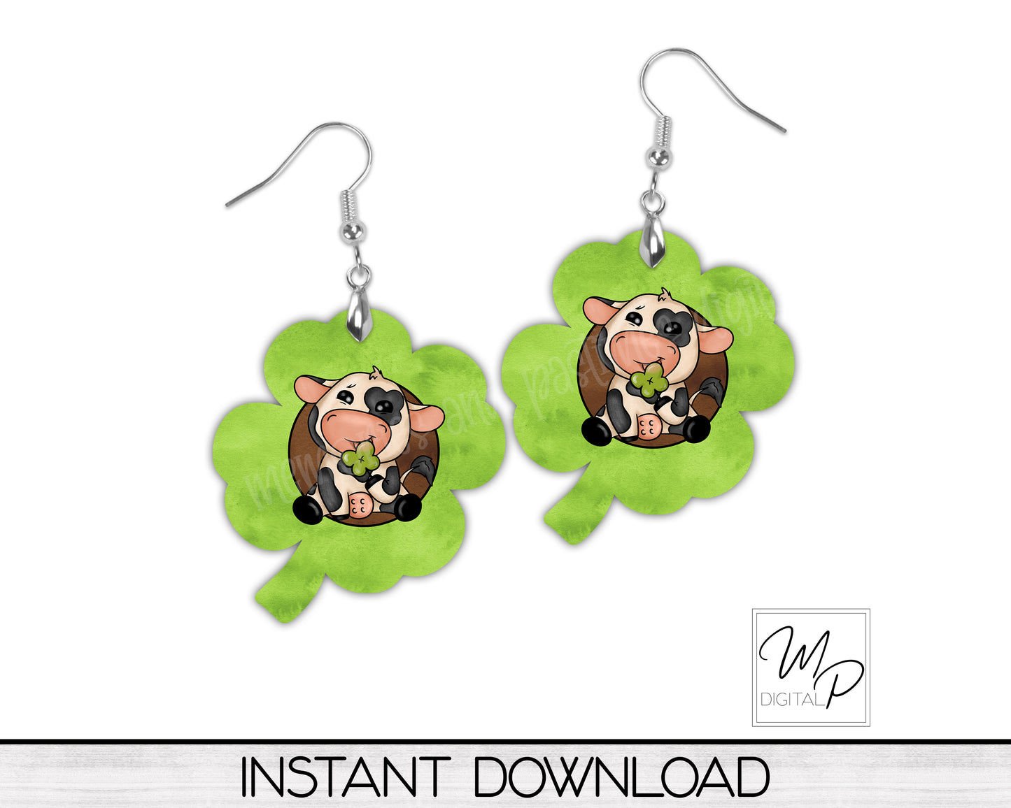 Clover and Cow Earring Design BUNDLE for Sublimation, Digital Download