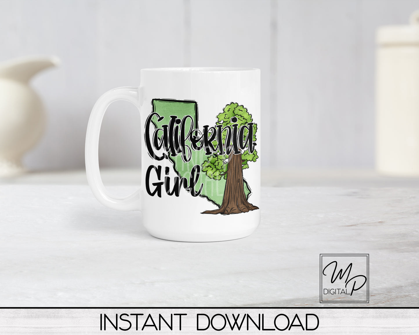 California Girl PNG Sublimation Design for Shirts and Mugs, Commercial Use