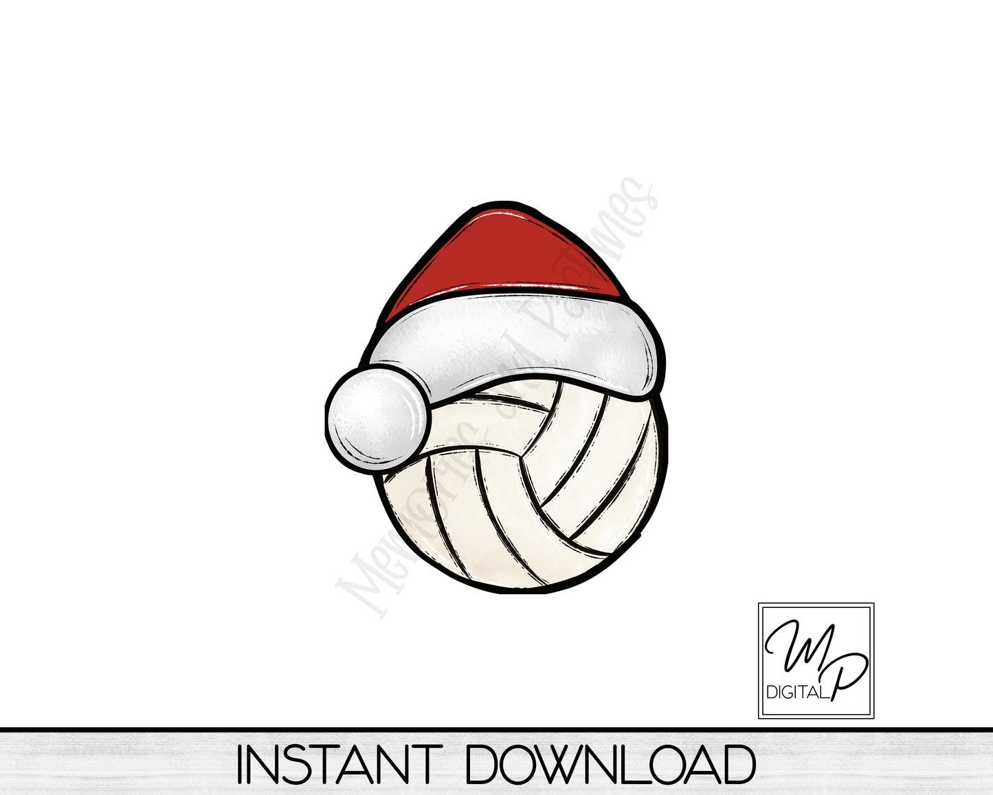 Christmas Volleyball Santa Hat PNG Design for Sublimation, Digital Download