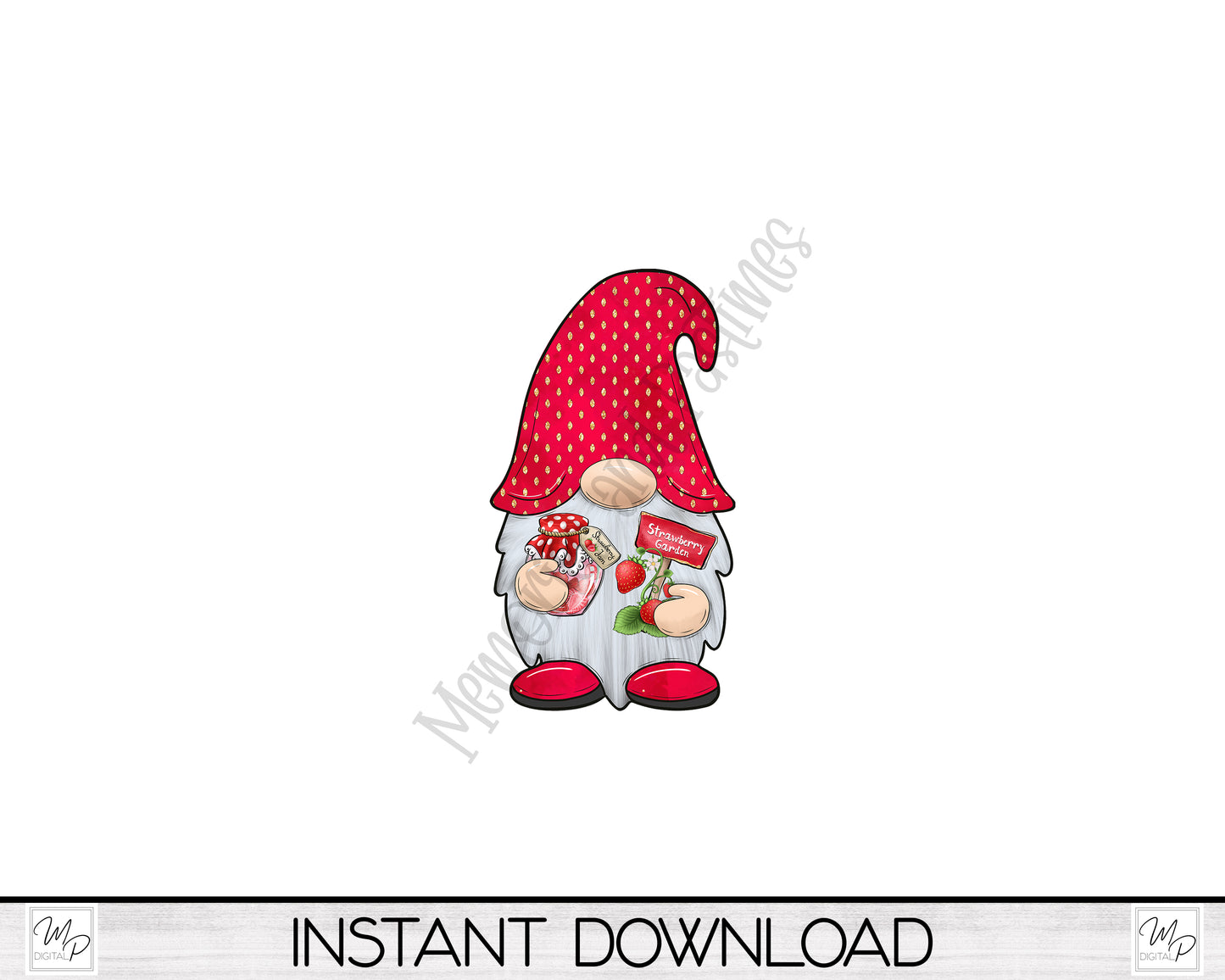 Strawberry Gnome PNG Sublimation Digital Design Download