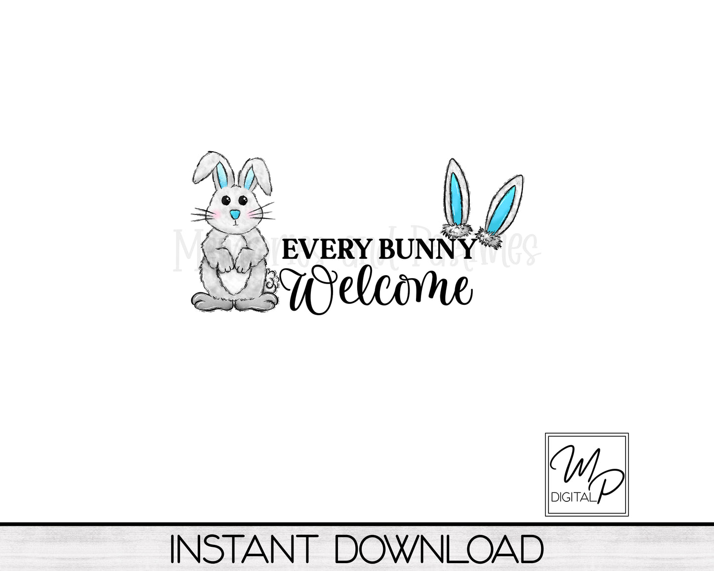 Easter Bunny Lumbar Pillow Cover PNG Sublimation Design, Every Bunny Welcome Digital Download