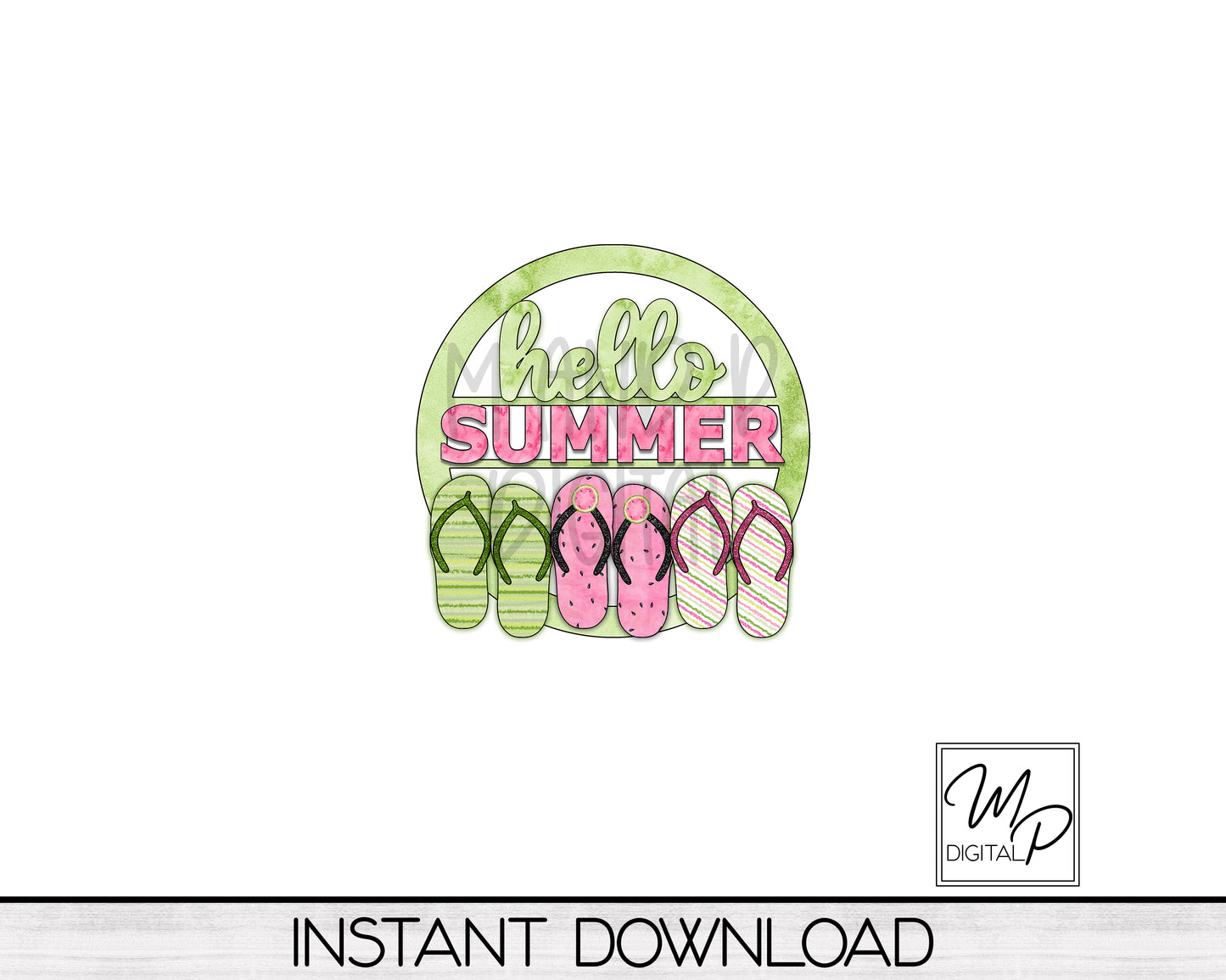 Hello Summer Watermelon PNG Design for Sublimation of Hoop Earrings and Car Charms, Digital Download