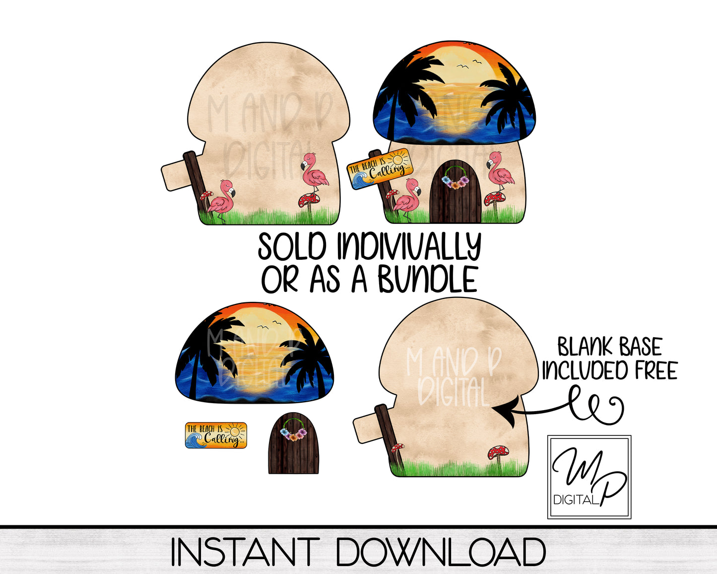 Beach Interchangeable Mushroom House PNG File For Sublimation