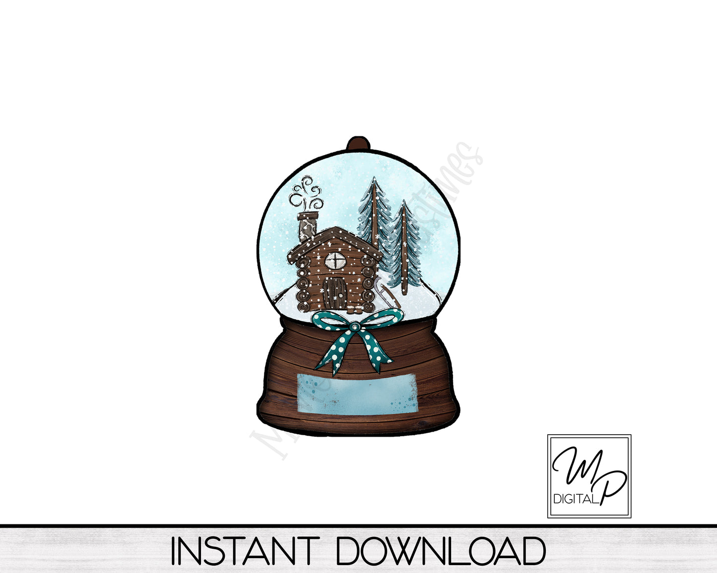 Christmas Cabin Snow Globe Ornament PNG Design, Sublimation Design Download