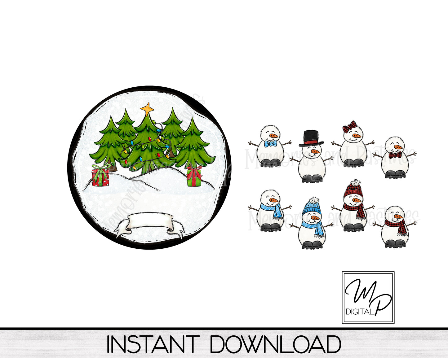 Customizable Snowman Family PNG Design for Sublimation of Round Signs, Digital Download