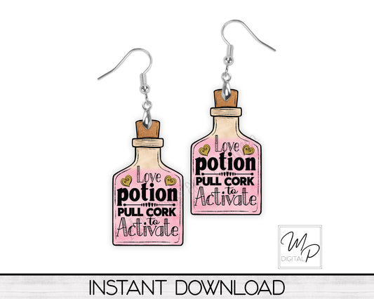 Love Potion PNG Sublimation Design for Earrings, Signs, Digital Download
