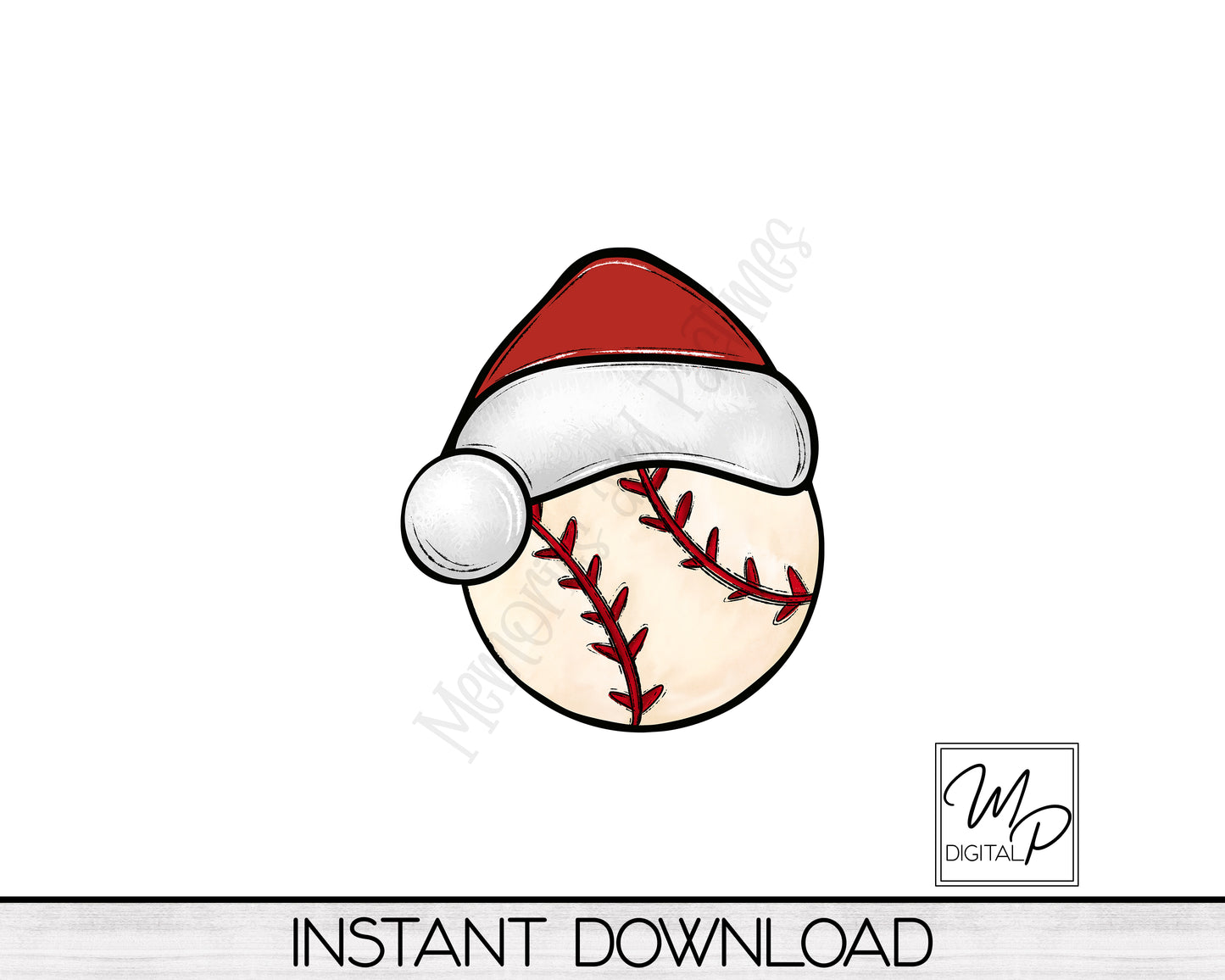 Christmas Baseball Santa Hat PNG Design for Sublimation, Digital Download
