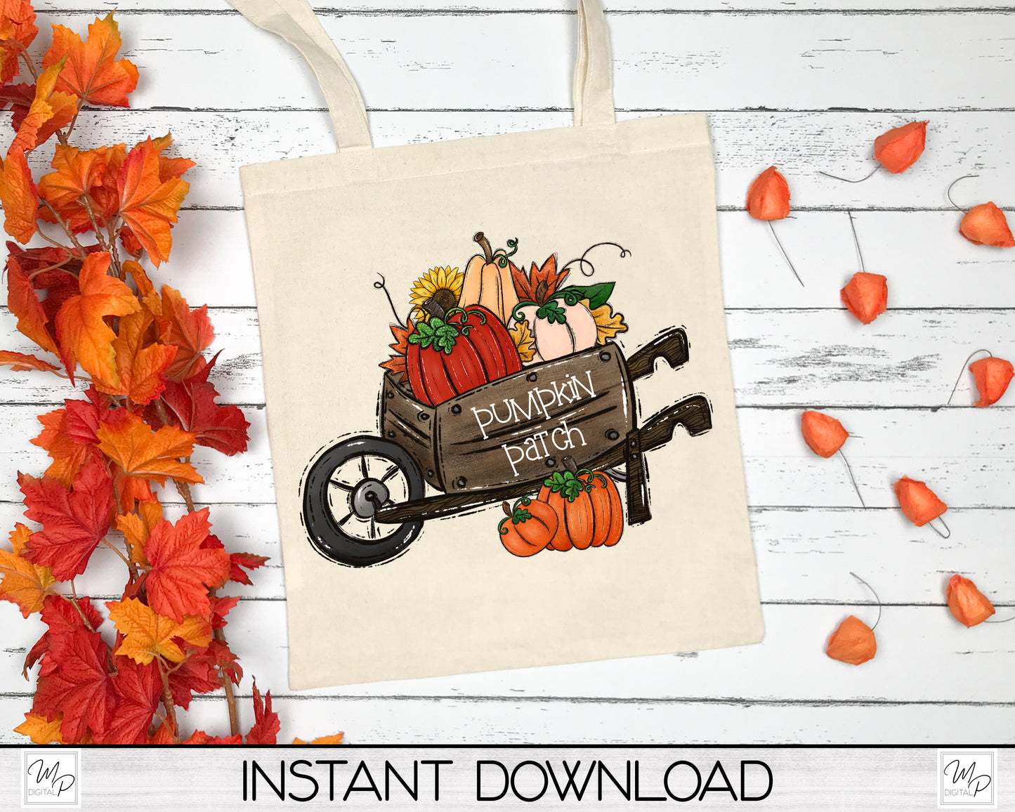 Fall Pumpkin Patch PNG Sublimation Design, Square Pillow Cover, T-shirt, Digital Download