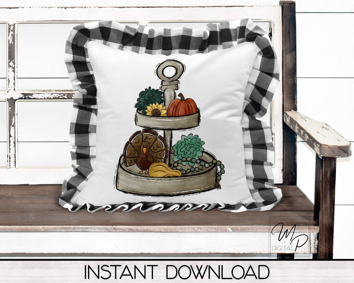 Fall Thanksgiving Tiered Tray Sublimation Design PNG Digital Download - Tote Mug Tshirt Tea Towel Sublimation - Commercial Use