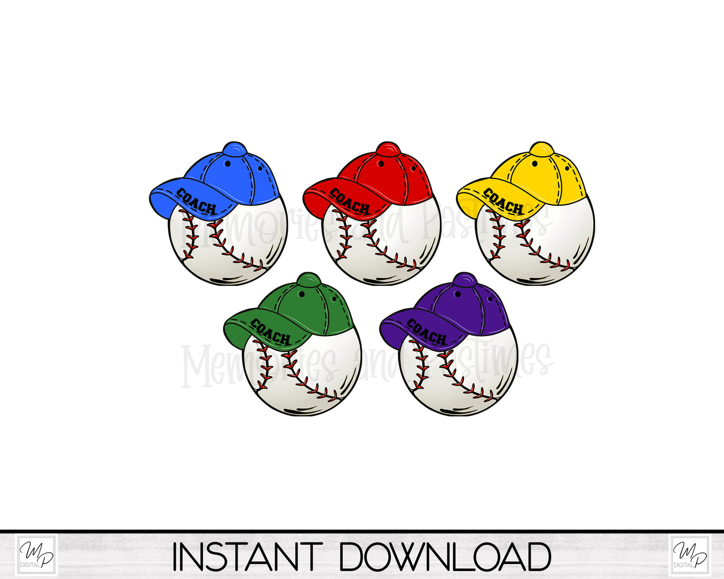 Baseball and Hat for Coach PNG Design Bundle for Sublimation of Signs, Earrings, Digital Download