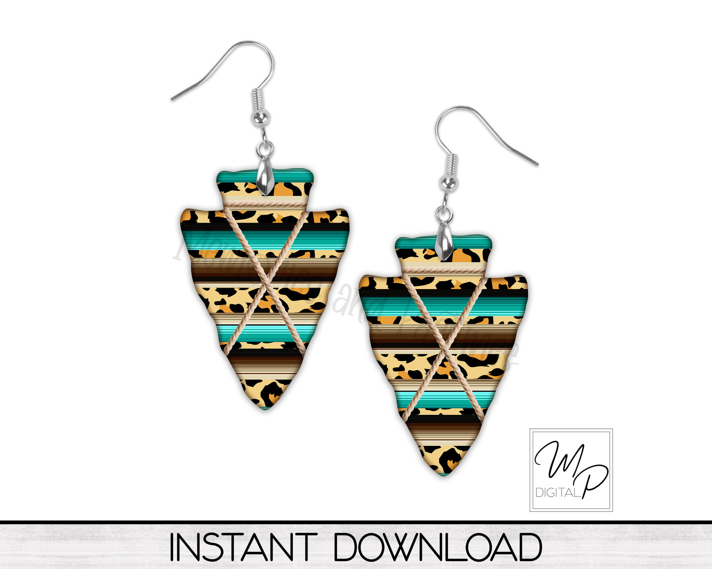 Teal Serape BUNDLE PNG Sublimation Design for Arrowhead Earring, Digital Download